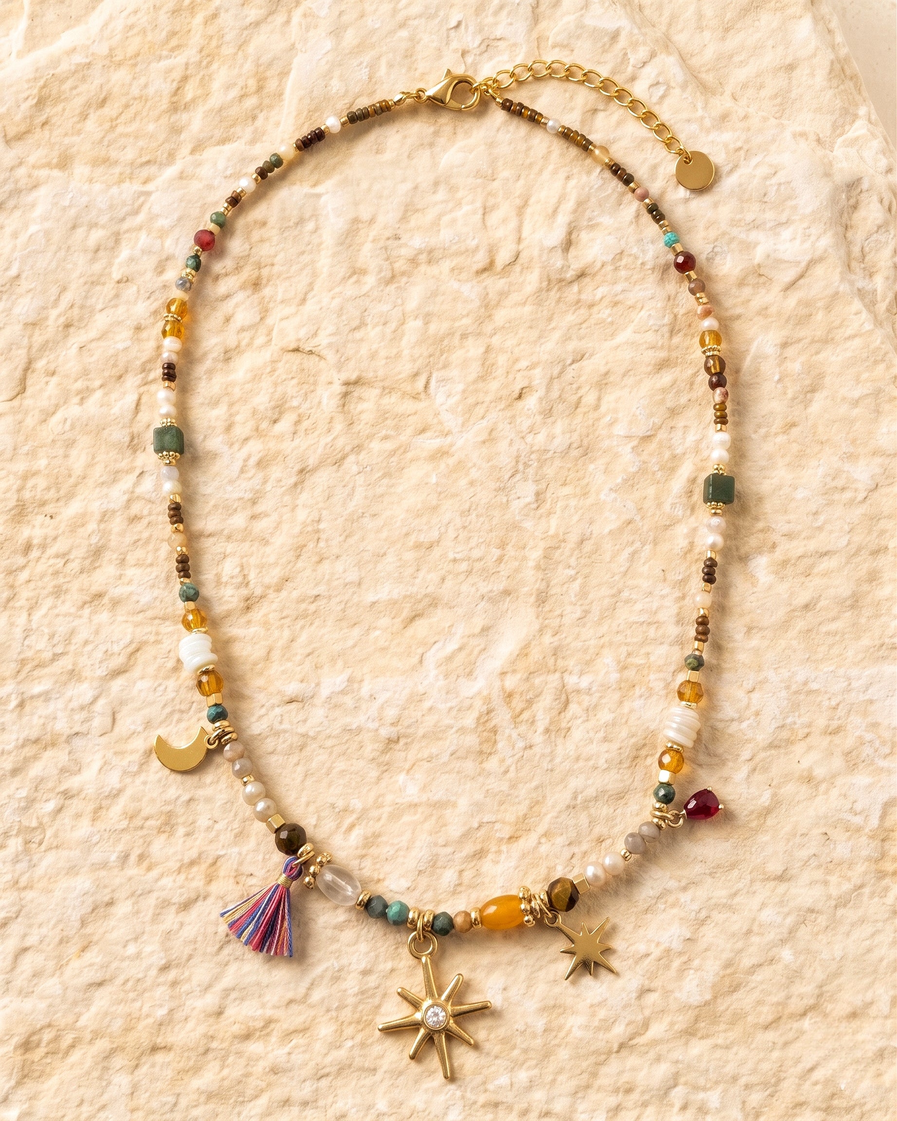 Colliers chic et tendance，Bijoux fantaisie，Idées cadeaux femme，collier en pierres naturelles，agata rouge，crystal
