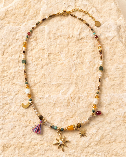 Colliers chic et tendance，Bijoux fantaisie，Idées cadeaux femme，collier en pierres naturelles，agata rouge，crystal
